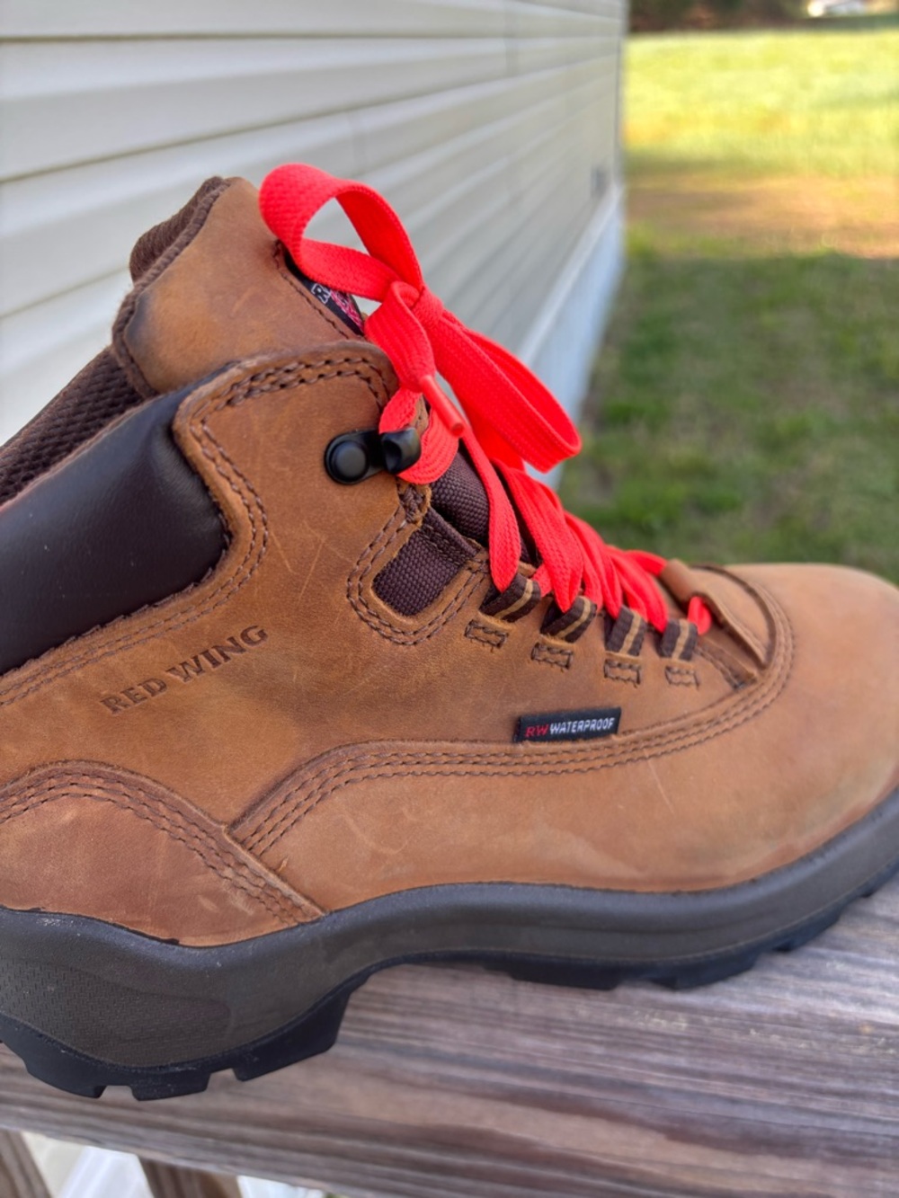 Red Wing Shoes Brown Boots with Orange-Red Logo Accent - Picture 12 of 15